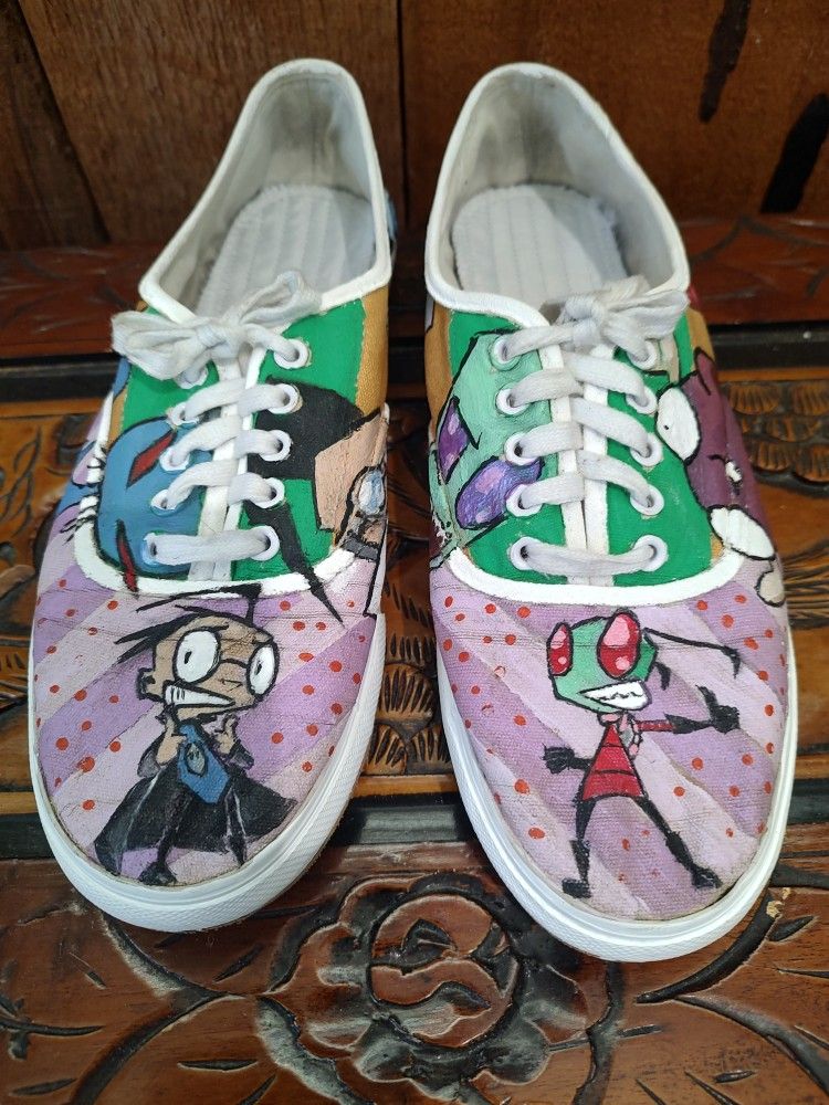 Invader Zim Hand Painted Shoes Size 10 Womens
