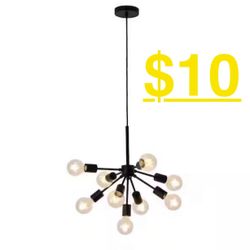 Adesso 9-Light Black Chandelier with No Shade 