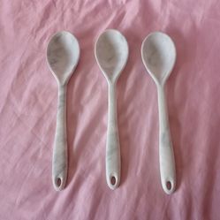 Set Of 3 Marble Silicone Spoons