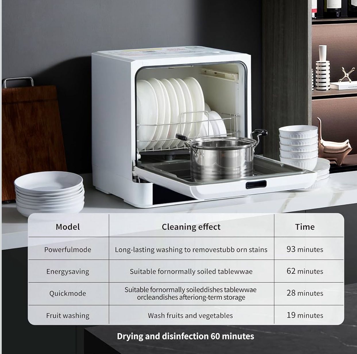 NEW Dishwasher Countertop Automatic 4 Cleaning Modes Drying and Disinfecting $339 Retail Price