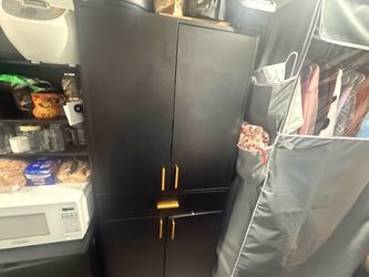 Black tall storage  cabinet