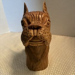 Carved Wood Bulldog By Jose Pinal