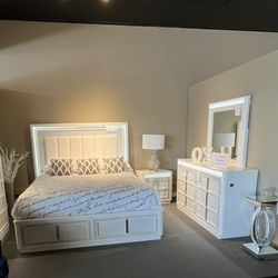 King Bed Frame, Dresser, Mirror And Nightstand 
