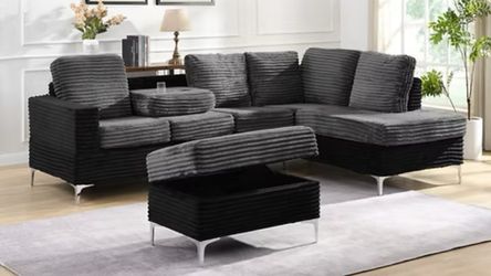 Black and gray Sectional with the Ottoman included!
