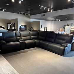 Black Power Reclining Sectional Couch
