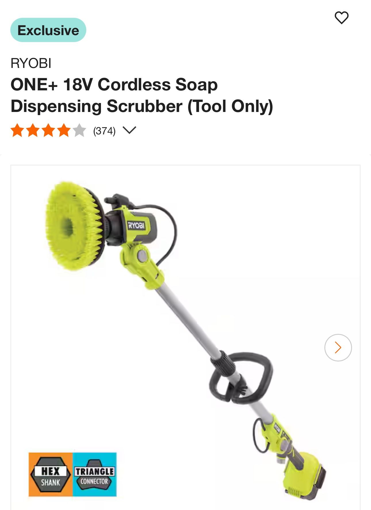 Ryobi One+ Cordless Power Scrubber And Accessories
