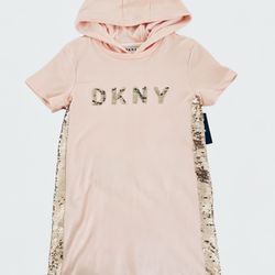 DKNY Light Pink  Hoodie Sweater Shirt Dress