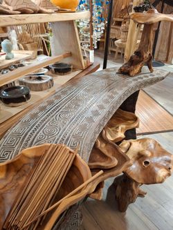 Hand Carved Grey & Black Table