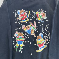 Vintage 90s Cat Skiing Sweater