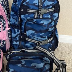 Pottery Barn Blue Camo Rolling Backpack And Lunch Box 