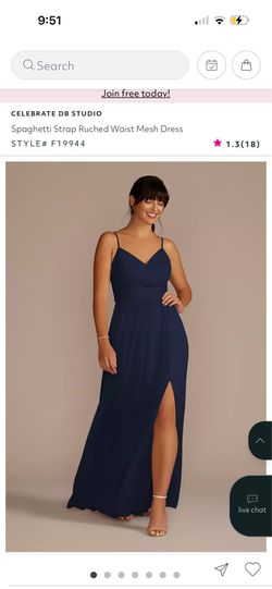 David’s Bridal Bridesmaid/Formal Dress – Size 8 – Marine Navy Blue