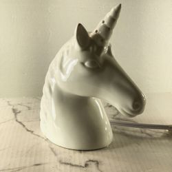 Glossy Ceramic Unicorn Lamp With Cord