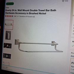 24" Double Towel Bar, Brushed Nickel, NEW