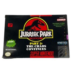 Jurassic Park Part 2 The Chaos Continues Super Nintendo Vinatge