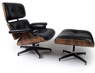 Mid Century Modern Eames lounge chair with ottoman real leather replica