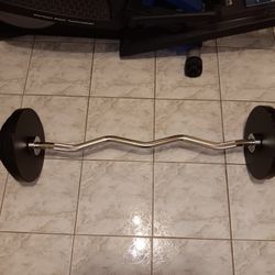 EZ curl bar with weights