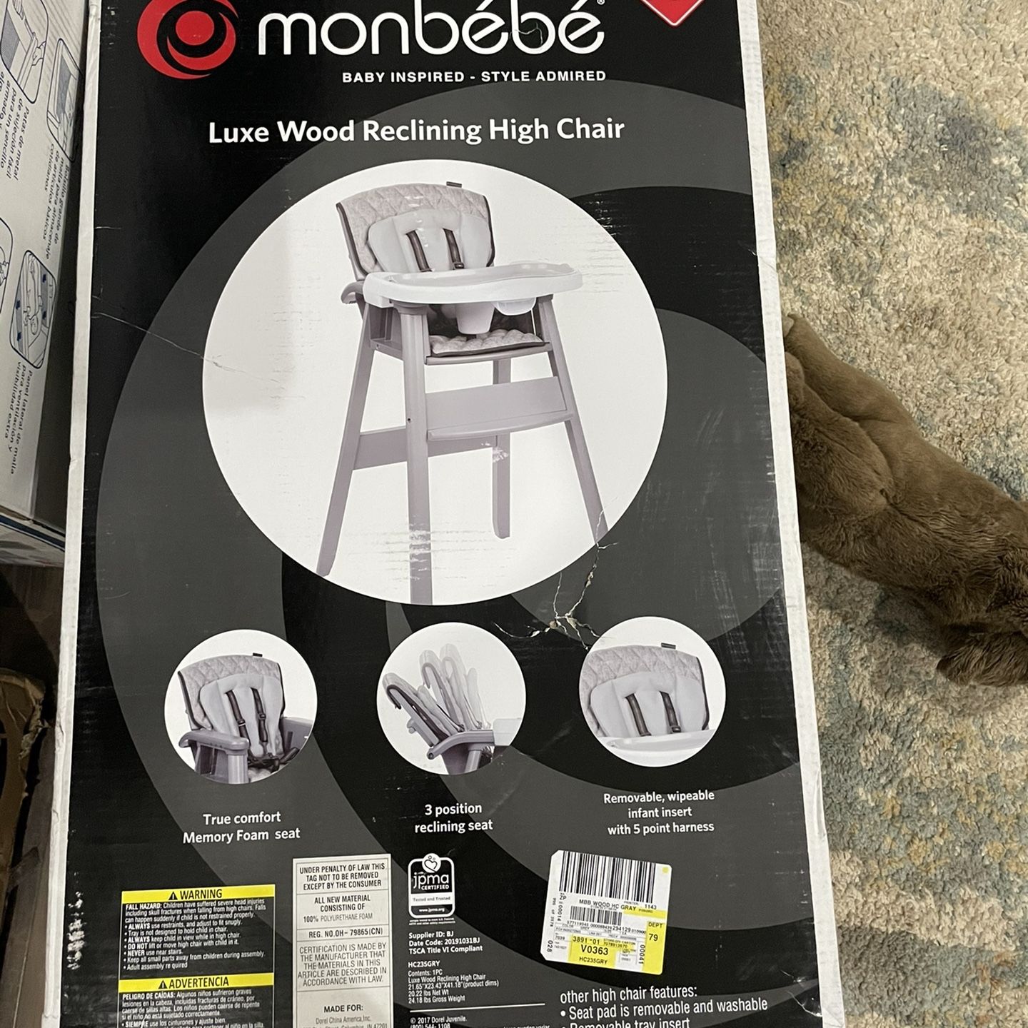 Monbebe Luxe Wood Reclining High Chair