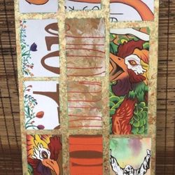 Orange ROOSTER POP ART Multimedia PAINTING