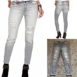 REWASH BRAND VINTAGE UNION DELUXE SIZE 7 / 28” ACID WASH GRAY DISTRESSED FRONT