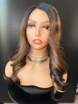 Lace Front Brown Wavy Wig 24 Inch Long Premium Quality Synthetic Hair Heat Ok