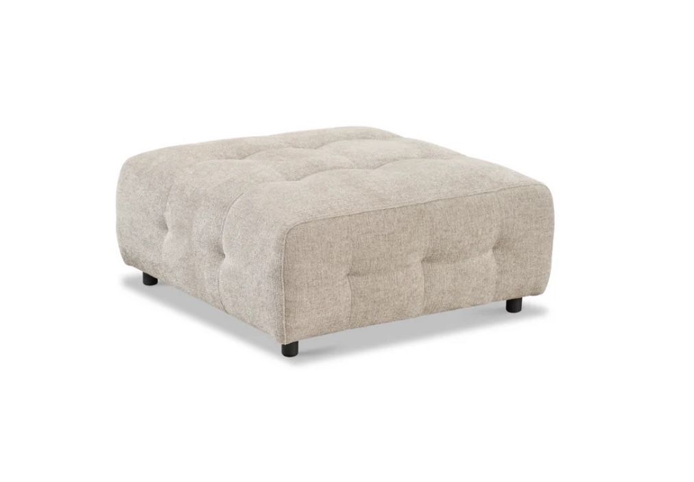 Mina Tufted Ottoman 35" Beige Woven Fabric