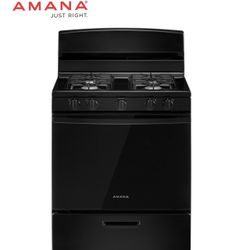 Amana 30-in 4 Burners 5.1-cu ft Freestanding Natural Gas Range (Black)