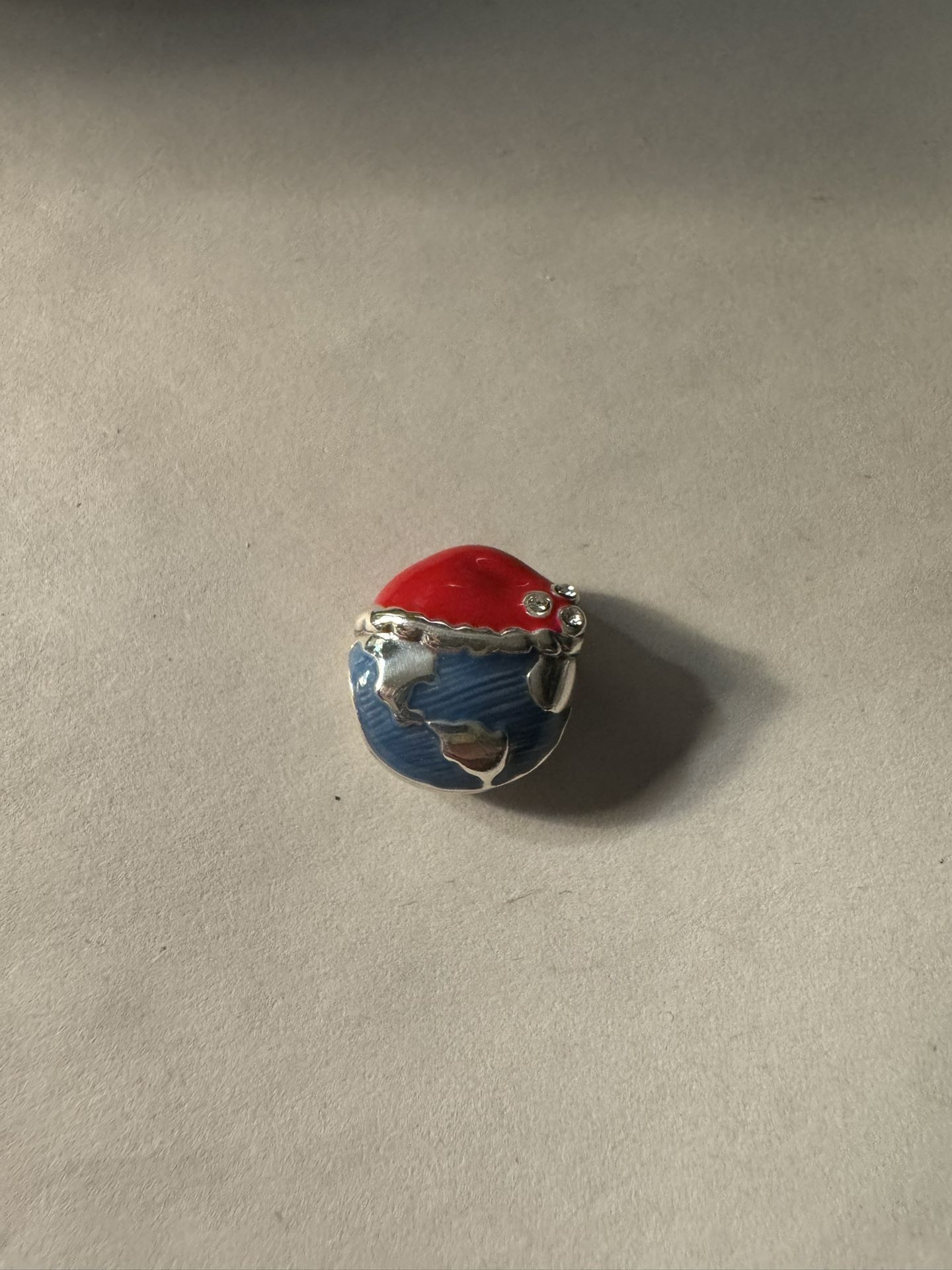 Brighton Joy to the World Bead, globe with Santa hat - Swarovski crystals