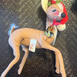 Vintage ANNALEE 1986 Poseable REINDEER Mobilitee Dolls Inc. DOLL Christmas Decor