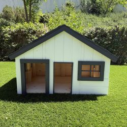 Handmade Modern Farmhouse Pet House / Cat Dog House – Real Wood / Shingle Roof – Premium Build