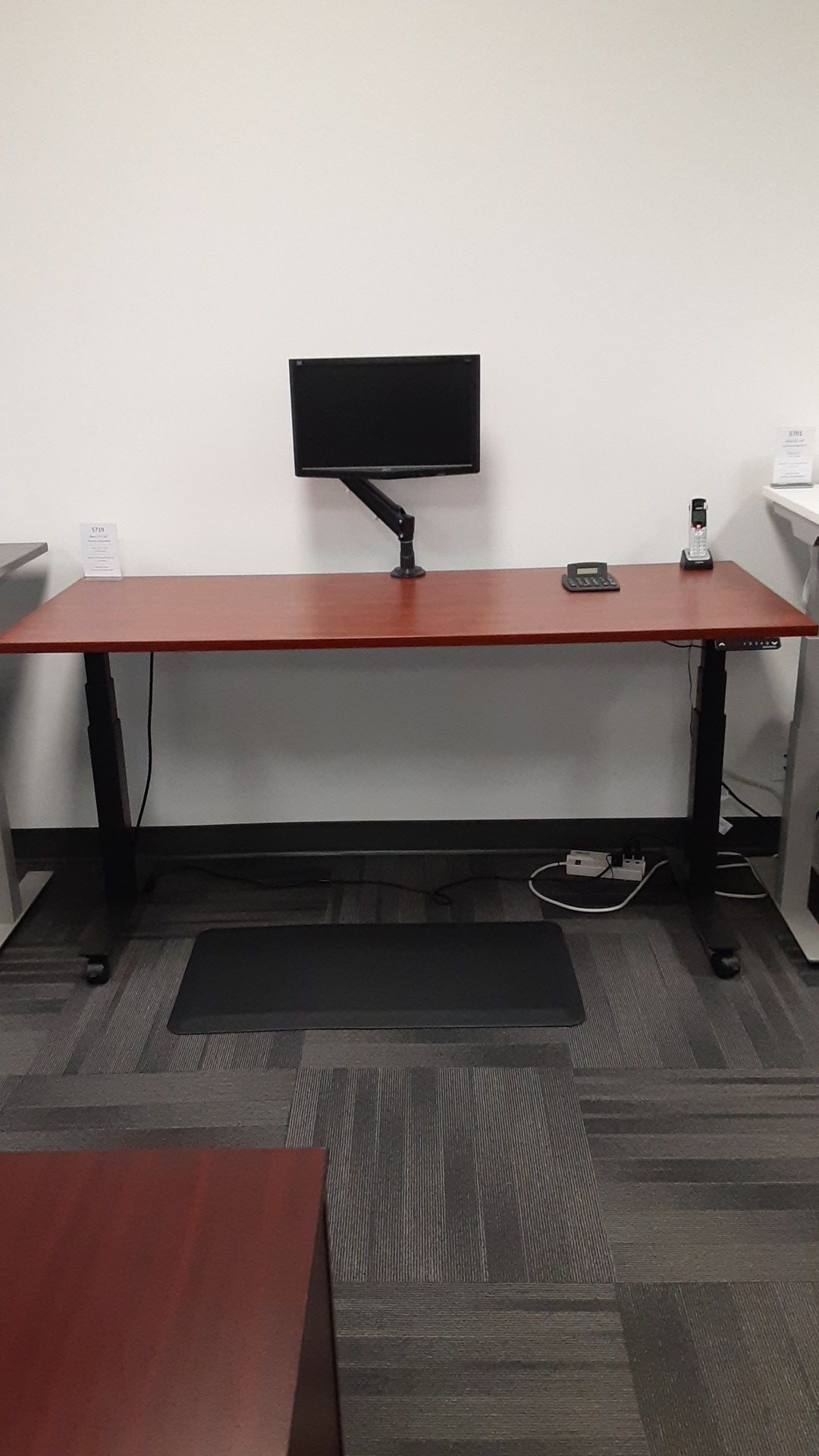 Cherry Electronic Sit-Stand Desk 72"×30"