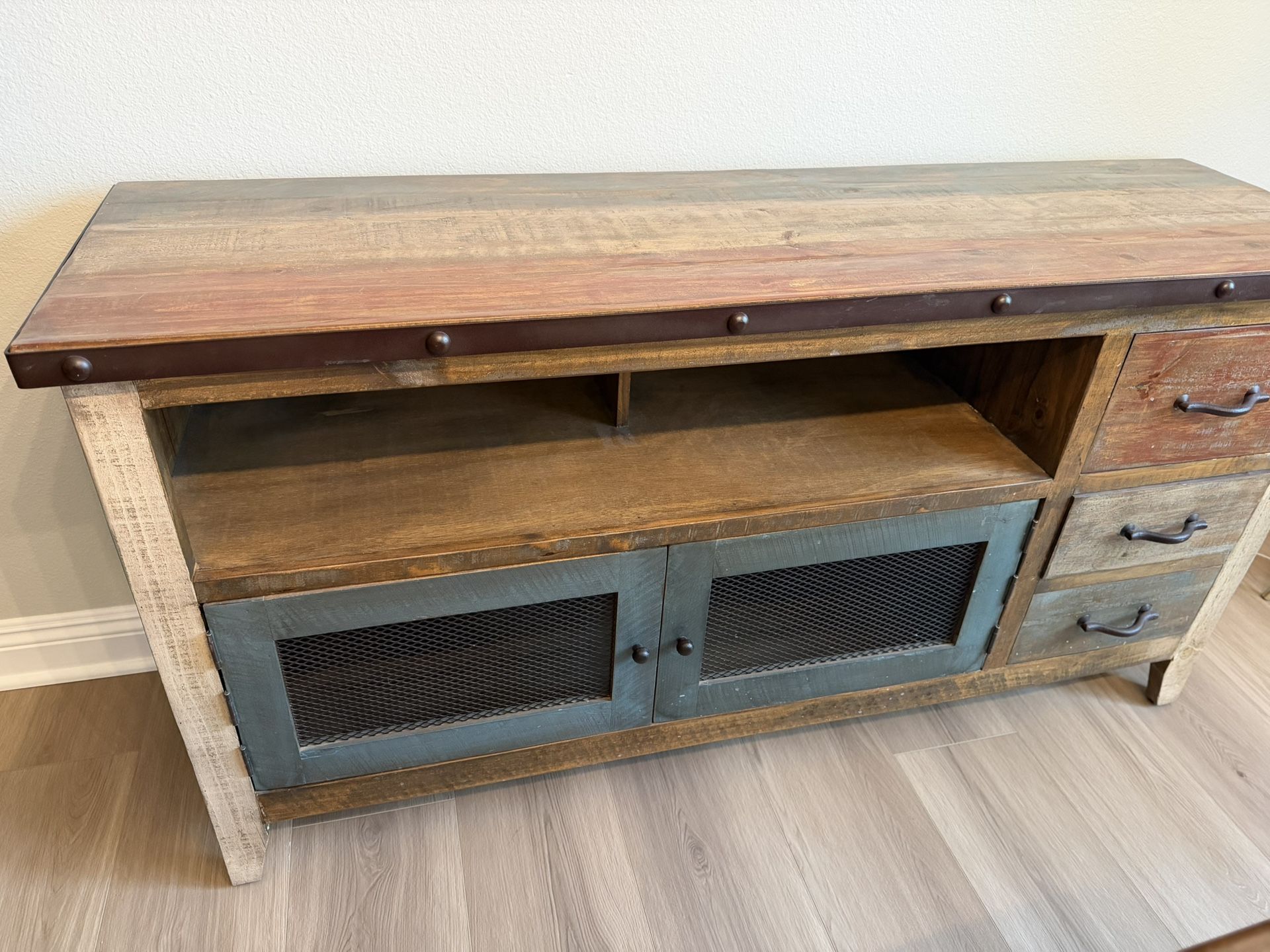 Rustic Entertainment Stand & Coffee Table With Drawers