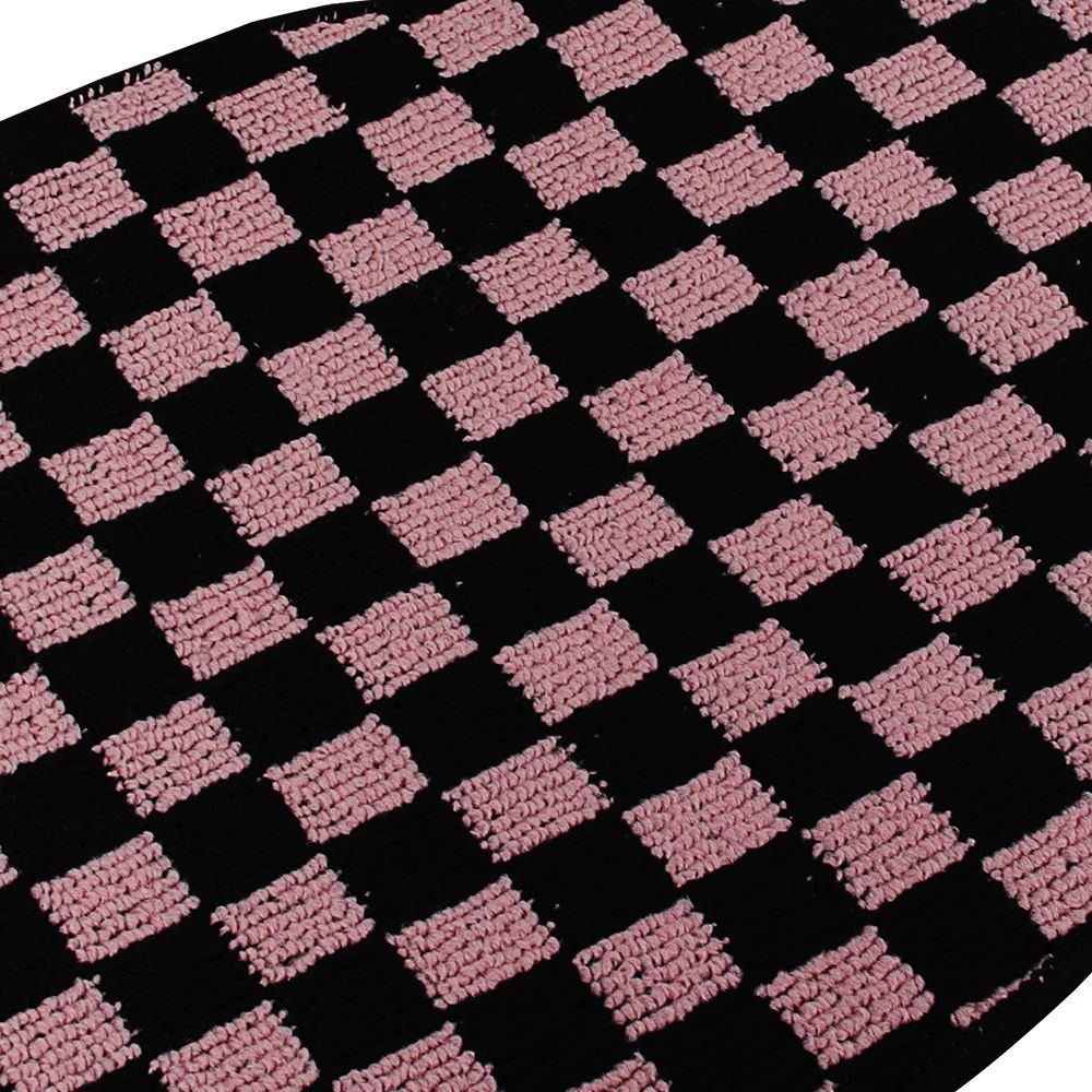 Brand New 4PCS UNIVERSAL CHECKERED Pink Racing Fabric Car Floor Mats Interior Carpets