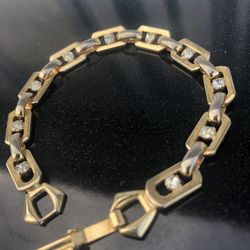 7” Gold Tone 10 Link Rhinestone Bracelet Read Description 