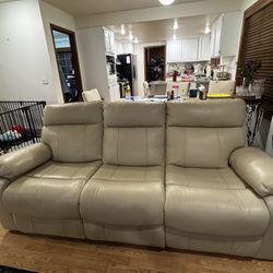 Abbyson Cream Soft Leather Recliner Set