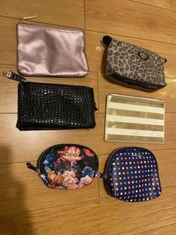 Lot of 6 Designer brand make up zip cosmetic jewelry bag