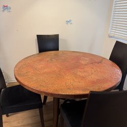 Copper and Wooden Dining Table 