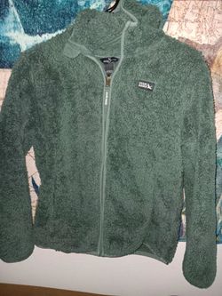 Eddie Bauer Green Sherpa Fleece Zip Jacket