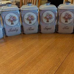 7 VICTORIA CHINA CZEZHOSLOVAKIA PATTERN CANISTERS