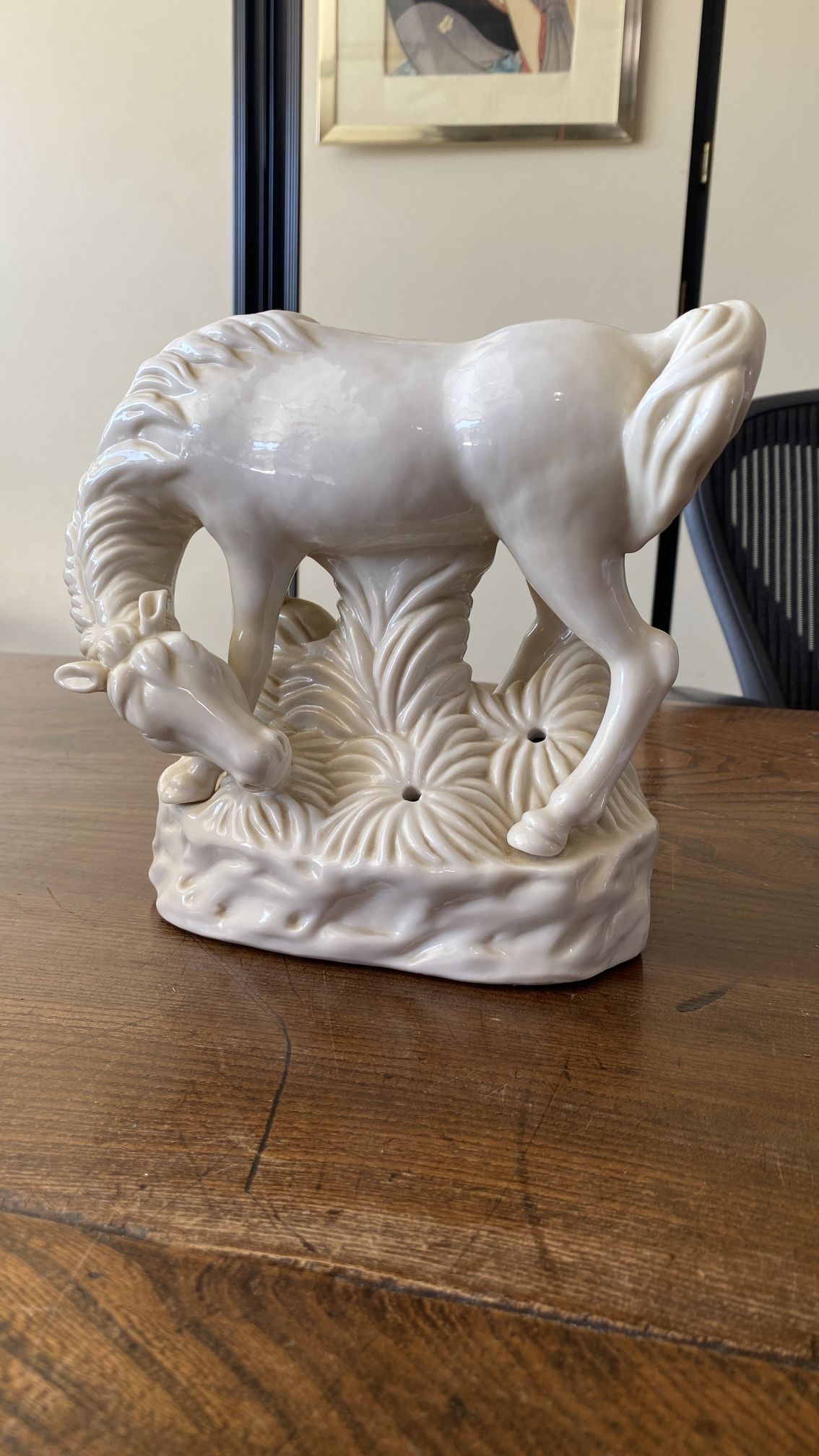 Maitland-Smith Glazed White Horse Statue