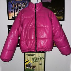Nylon Pink Puffer Jacket 