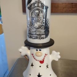 Ceramic Ghost Candle Holder with Candle