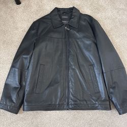 Perry Ellis Portfolio Black Lambskin Leather Jacket