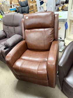 Louisa Genuine Leather Swivel Glider Power Recliner