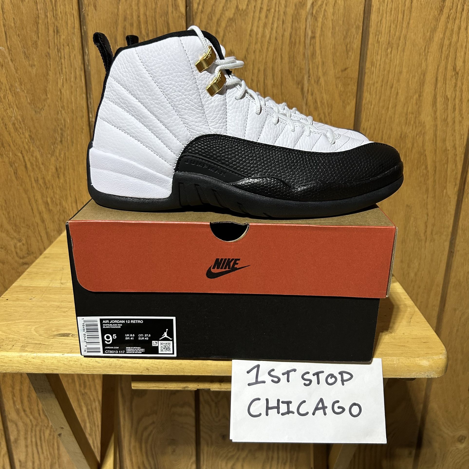 Nike Air Jordan 12 Retro Taxi White Black 2025 Sneakers CT8013-117 Men's 9.5 NEW