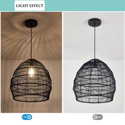 Ayeee wicker black egg shaped light fixture