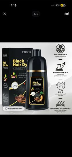 KAISASA Black Hair Dye Shampoo 3-in-1 500ml – Instant Hair Color