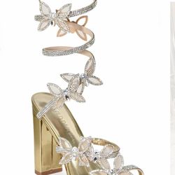New Gold Butterfly high heels size 7