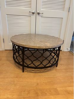 Round Coffee Table with Stone Top