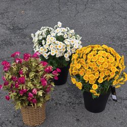 3 artificial flower floral decor arrangements