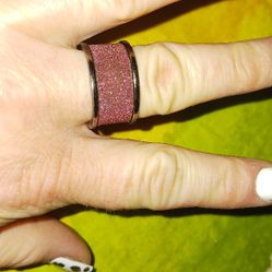 Purple And Black Wide Band Ring, Size 8.5